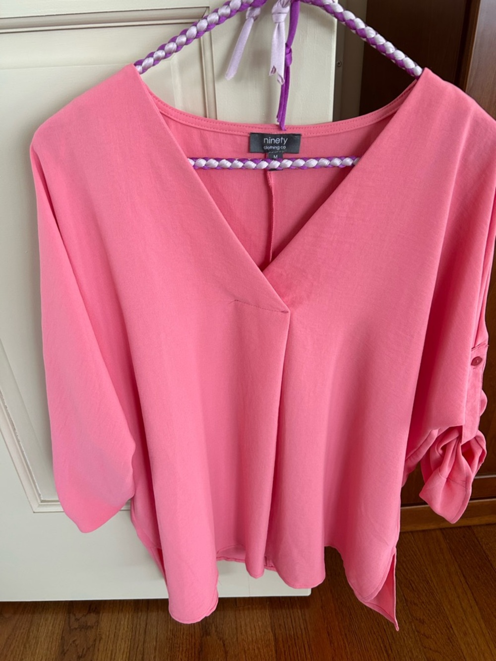 Chic Coral V-Neck Blouse for Women XL - READ DESCRIPTION